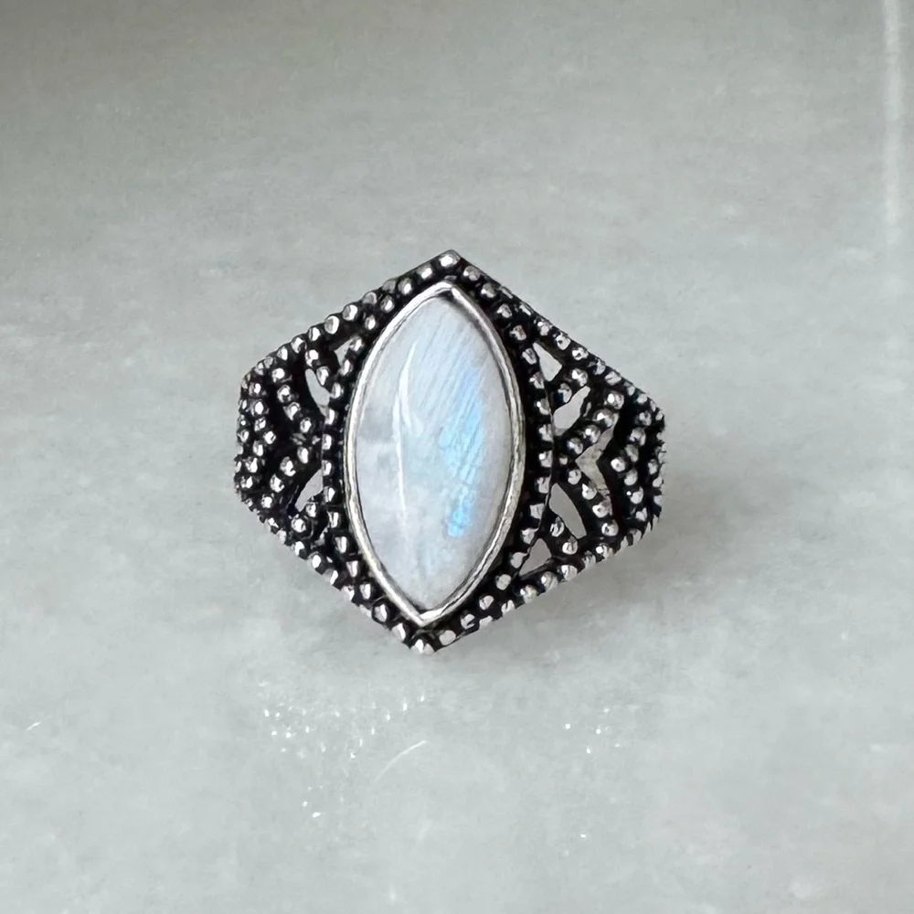 NWOT Sundance Rainbow Reign Ring, Rainbow Moonstone, Sterling Silver - Picture 1 of 7